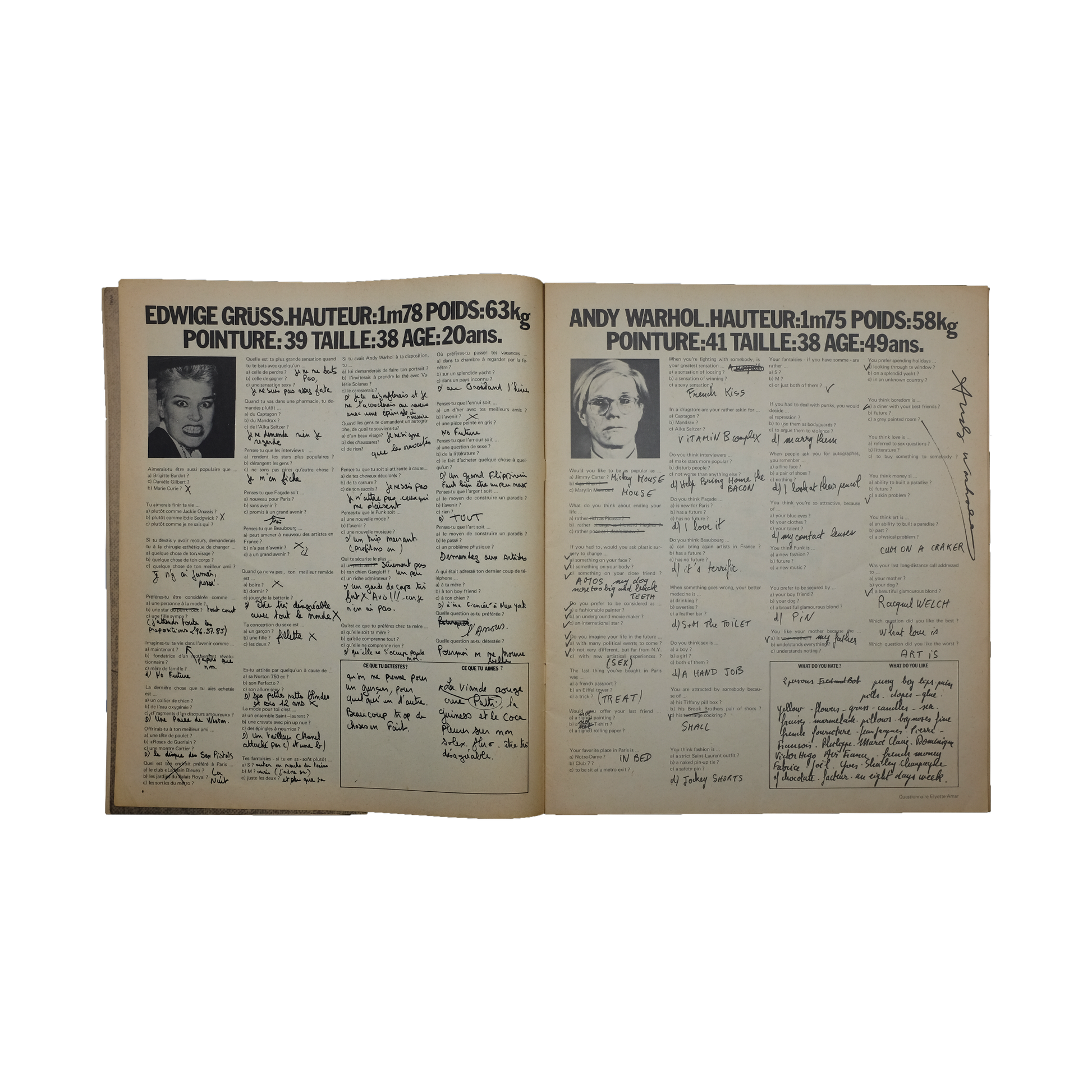Bleu Minuit club. - Façade magazine n°4  - Andy Warhol & Edwige Belmore 